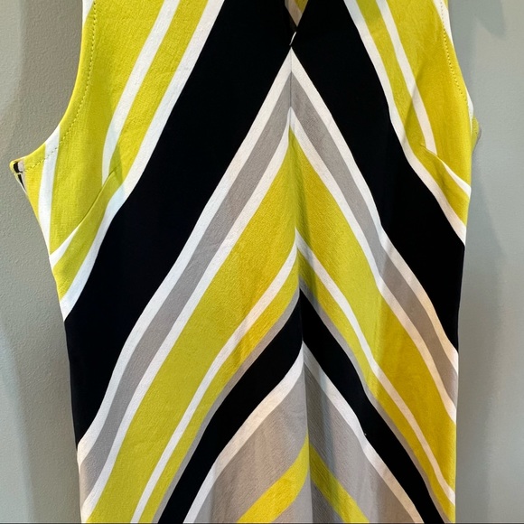 Banana Republic Milly Collection Lime Navy Chevron Stripe Sleeveless Dress SZ 6 - Picture 5 of 8